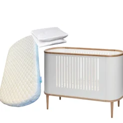 BeKids Curve babyseng sampak. - hvid/eg-Børn Tremmesenge