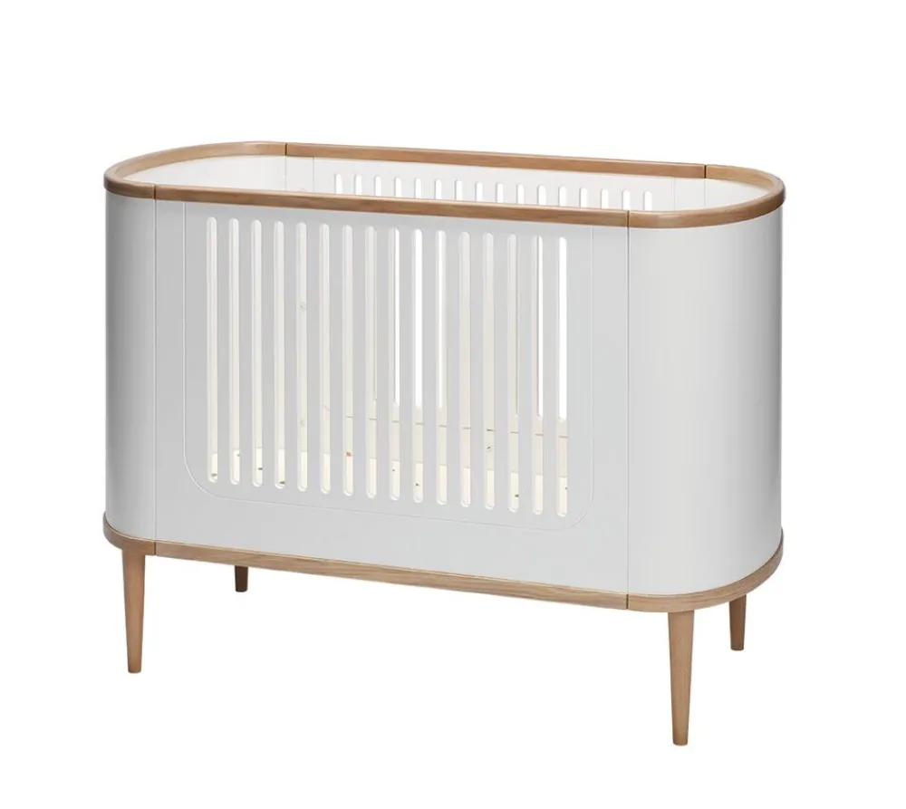 BeKids Curve babyseng sampak. - hvid/eg-Børn Tremmesenge