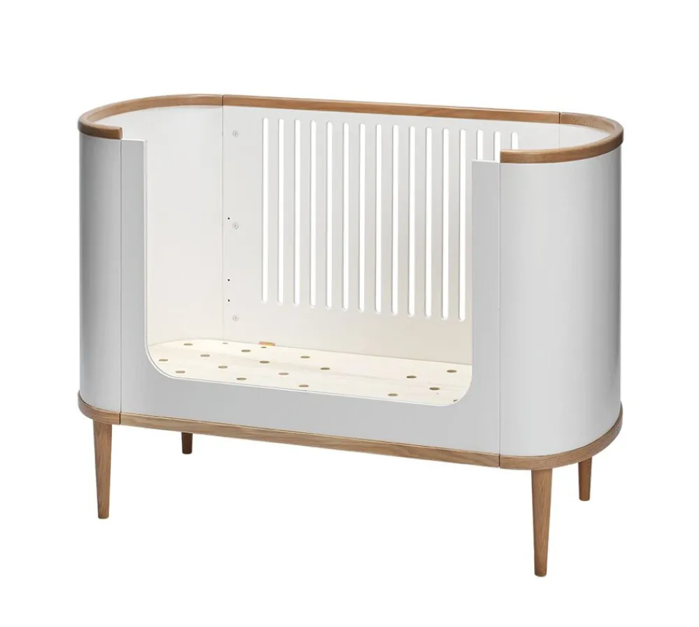 BeKids Curve babyseng sampak. - hvid/eg-Børn Tremmesenge