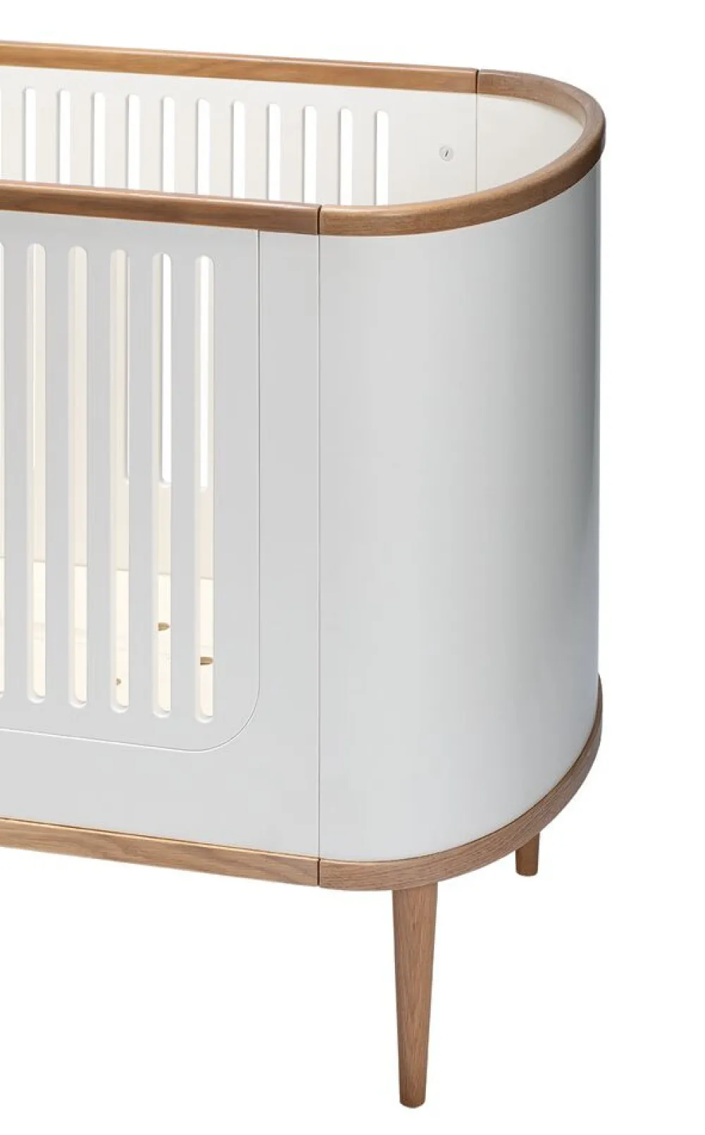 BeKids Curve babyseng sampak. - hvid/eg-Børn Tremmesenge