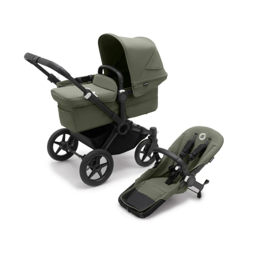 Bugaboo Donkey 5 mono complete - forest green/black stel- Søskende/Tvillingevogne|Kombivogne Med Ergonomiske Sæder