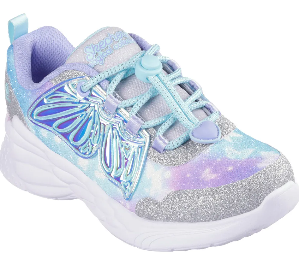 SKECHERS Dream racer wing brites - silver- Sneakers Med Blink|Sneakers Med Unik Lukning