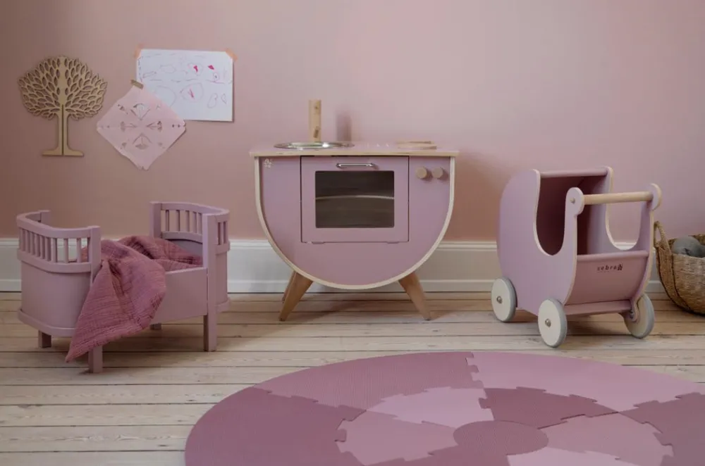 Sebra Dukkevogn i træ - blossom pink- Dukkevogne & Senge