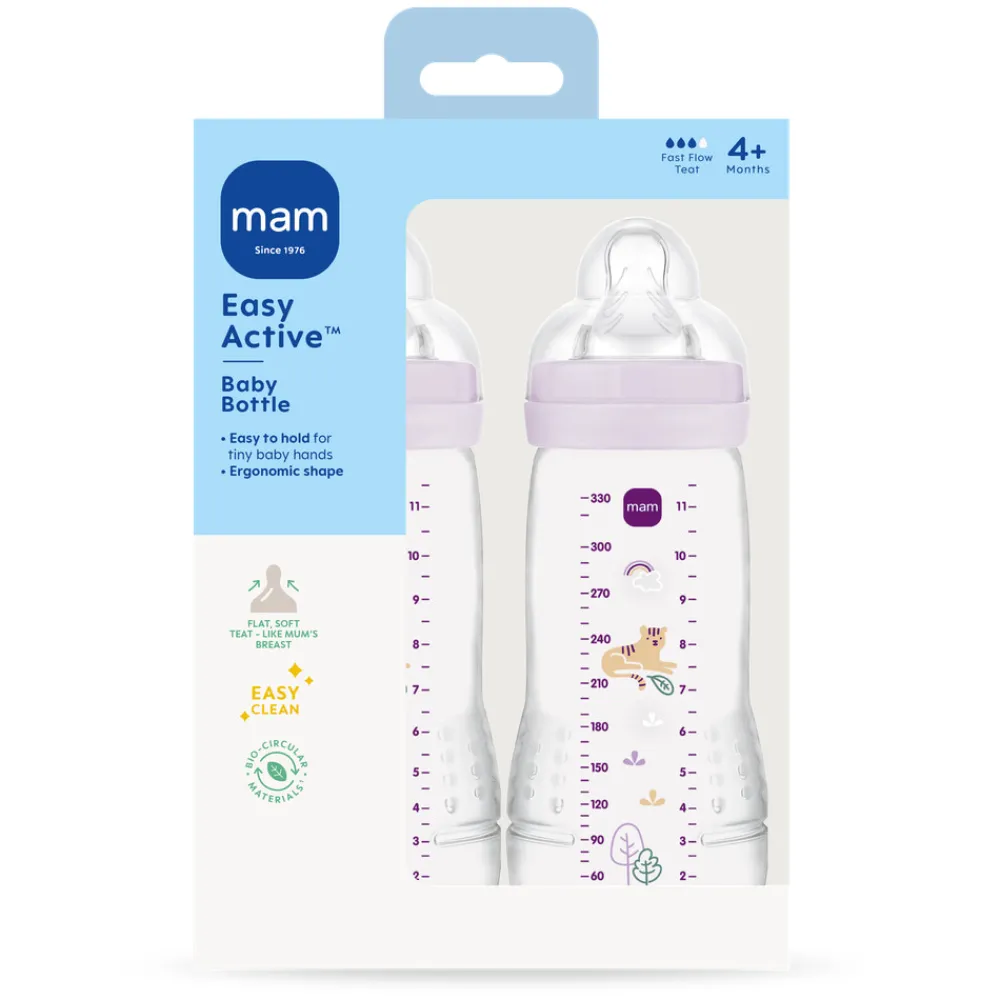 MAM Easy Active Baby Bottle 330ml 2pk Pink- Sutteflasker
