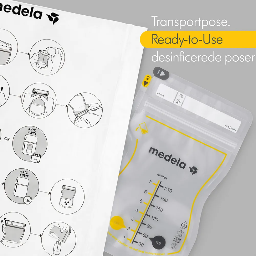 Medela Easy Pour opbevaringsposer til brystmælk, 50 stk- Madopbevaring|Brystpumper