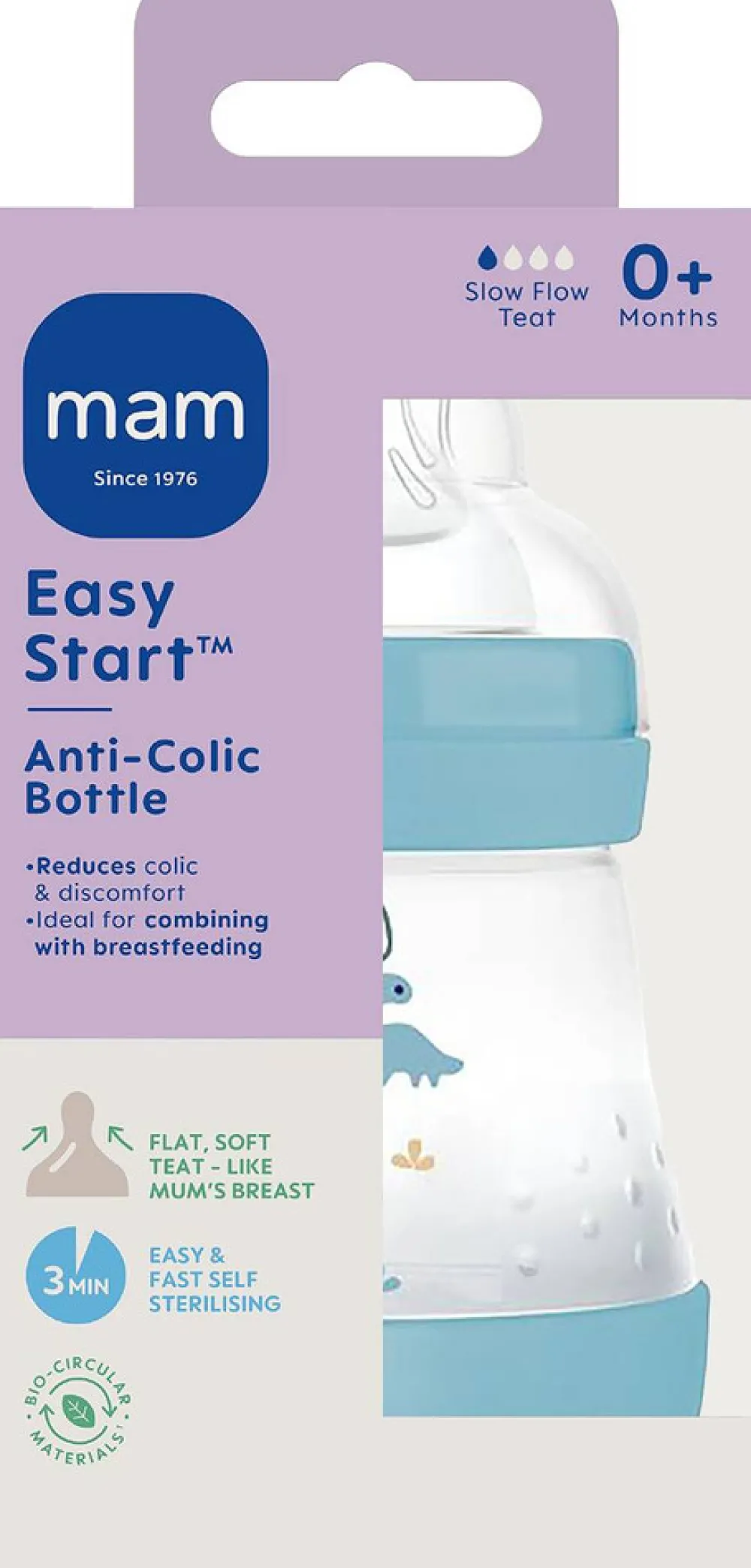 MAM Easy Start Anti-Colic 160ml Blue - 1 stk- Sutteflasker