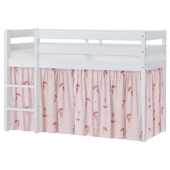 Hoppekids ECO Comfort halvhøj seng hvid, med forhæng rød-Børn Pakkeløsninger