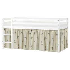 Hoppekids ECO Dream Halvhøj seng (delbar) hvid 90x200, med forhæng grøn-Børn Pakkeløsninger|Juniorsenge