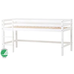 Hoppekids ECO Dream Halvhøj seng (delbar) hvid, med rumdeler og skrivebord-Børn Pakkeløsninger|Reoler