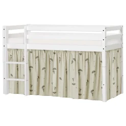 Hoppekids ECO Dream Halvhøj seng (delbar) hvid 70x160, med forhæng grøn-Børn Pakkeløsninger|Juniorsenge