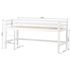 Hoppekids ECO Dream Halvhøj seng (delbar) hvid 90x200, med forhæng rød-Børn Pakkeløsninger|Juniorsenge