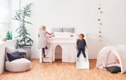 Hoppekids ECO Dream Halvhøj seng 70x160 cm. med Rutsjebane - hvid-Børn Juniorsenge