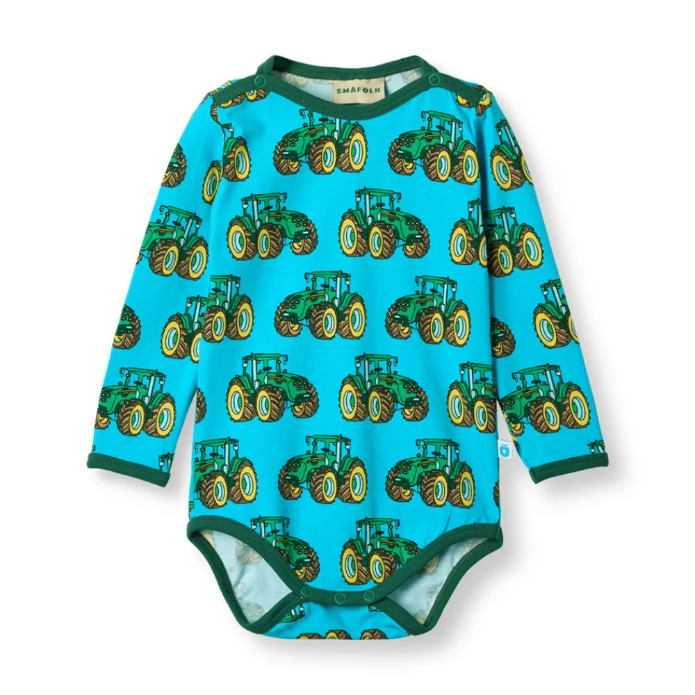 Småfolk Elstar Langærmet Body - Blue glow- Bodystocking Langærmet