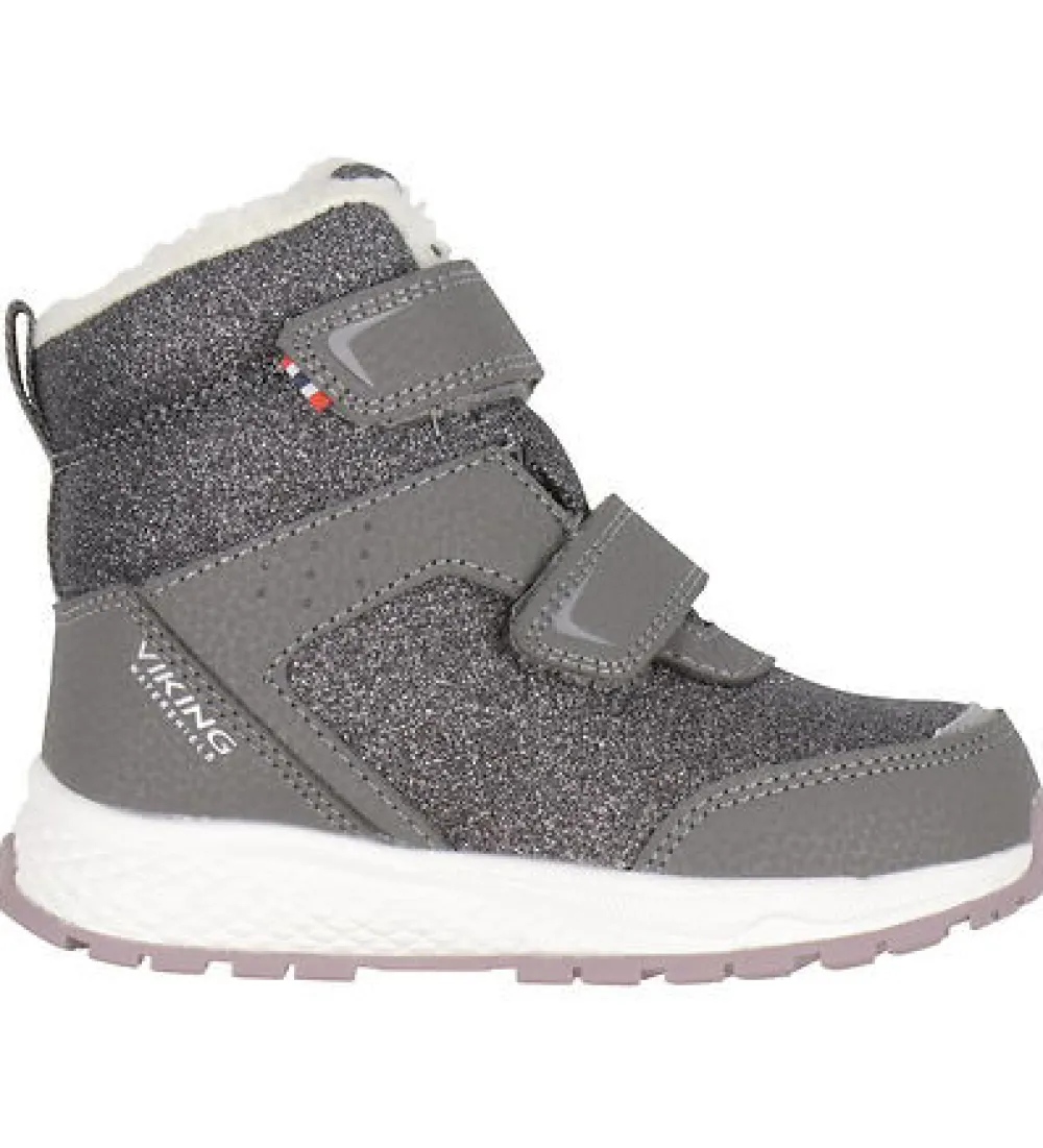 Viking Equip Glitter Warm WP 2V - Charcoal/Dusty Pink- Vinterstøvler