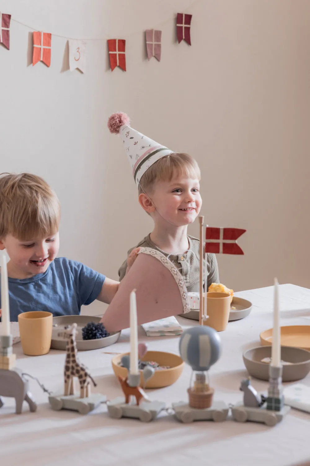 Sebra Fødselsdags bordflag, træ-Børn Fødselsdagstoge