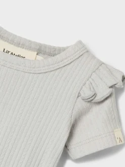 Lil' Atelier Fleura ss slim body - VAPOR BLUE- Bodystocking Kortærmet