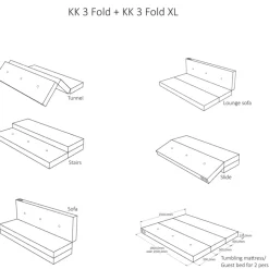By KlipKlap Foldemadras - 3 fold, lysegrå/mørkegrå knap-Børn Tumlemøbler