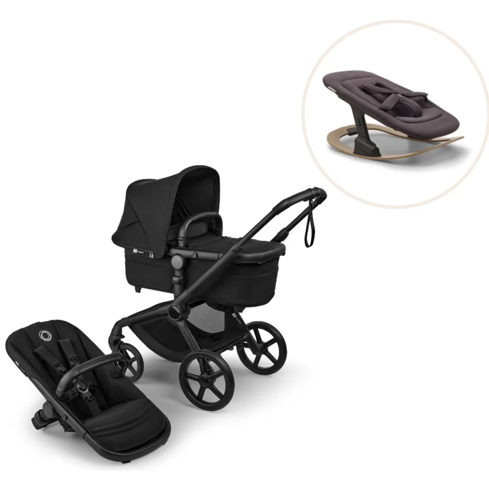 Bugaboo Fox 5 Renew complete inkl. Giraffe bouncer - heritage black/tornado grey- Vognpakker