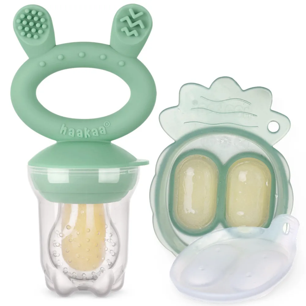 Haakaa Freeze-N-Feed Mini Kombi green- Foodfeeder Og Frugtsut