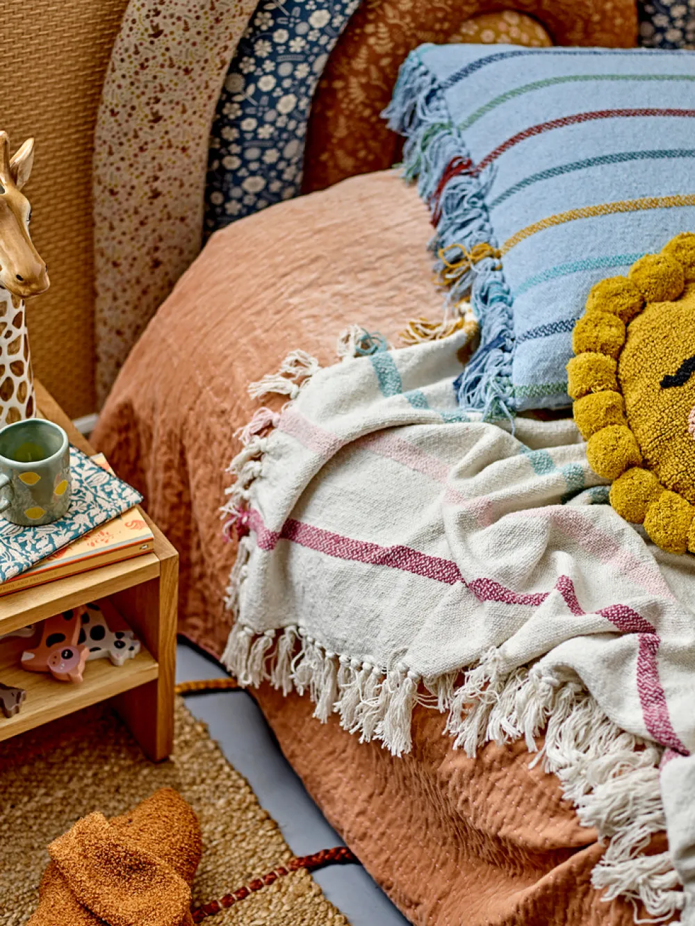 Bloomingvillemini Frey Plaid, Natur-Børn Tæpper