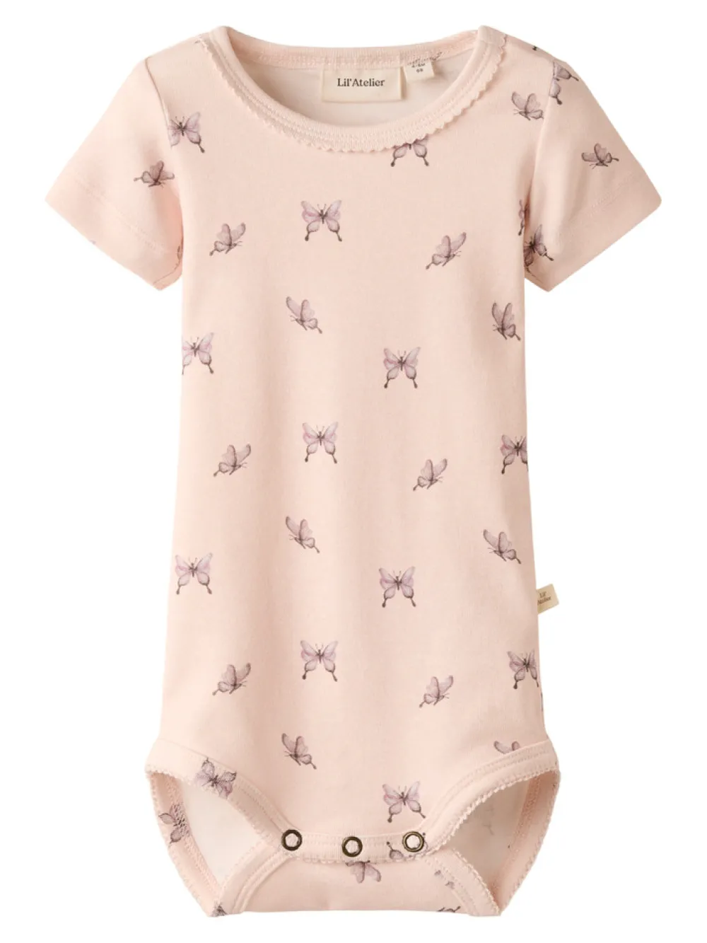 Lil' Atelier Gayo Sig Body kortærmet - Butterfly/Peach blush- Bodystocking Kortærmet