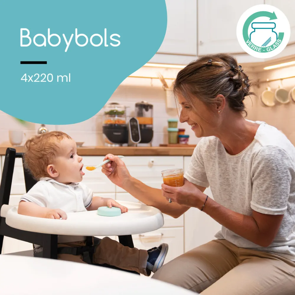 Babymoov Glas madbøtter - 4x 220ml- Madopbevaring