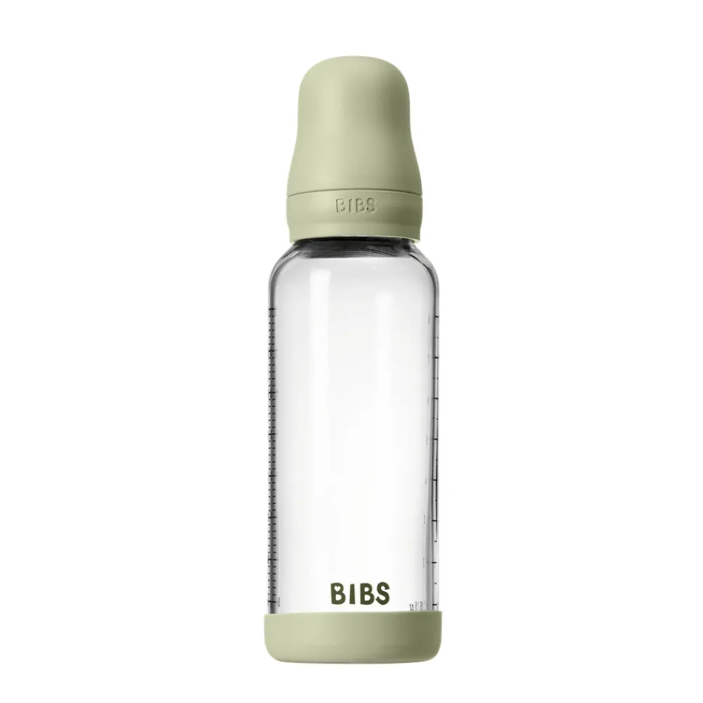 BIBS Glass baby bottle latex 240 ml sage- Sutteflasker