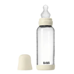 BIBS Glass baby bottle silicone 240 ml ivory- Sutteflasker