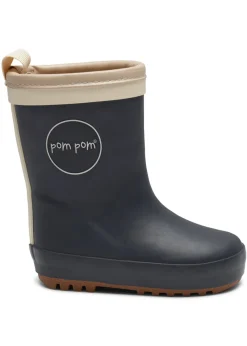 Pompom Gum støvle thermo - navy- Lange Termostøvler