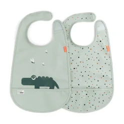 Done By Deer Hagesmæk m/Velcro 2 stk. - croco grøn- Hagesmække