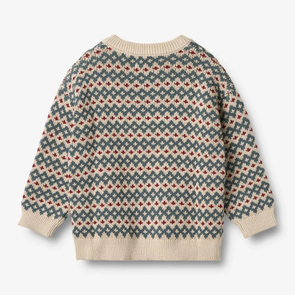 Wheat Harlow Jacquard Pullover - Offwhite- Cardigans, Veste & Trøjer