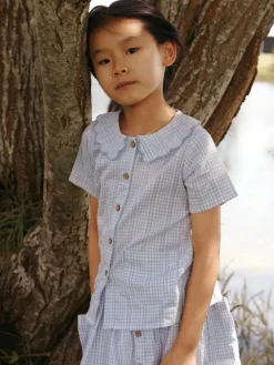 Lil' Atelier Hazelle kortærmet løs skjorte - ZEN BLUE- Skjorter