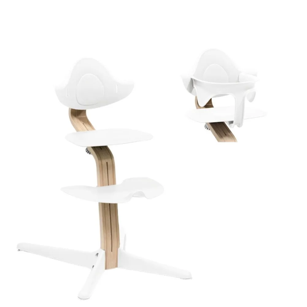 Stokke Nomi Højstol bøg - natural white inkl. babysæt-Børn Højstole Med Tilbehør