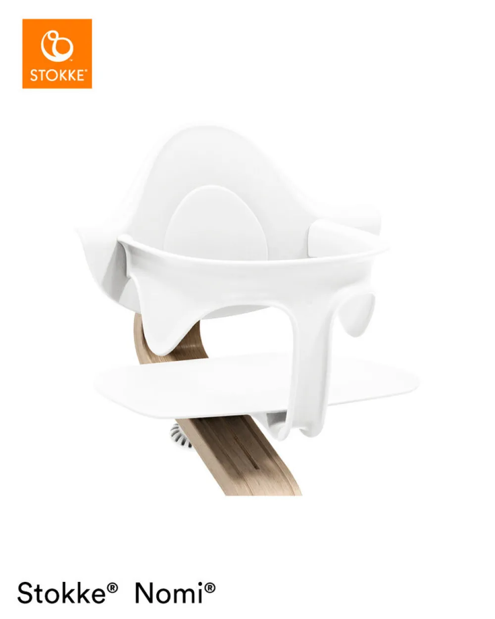 Stokke Nomi Højstol bøg - natural white inkl. babysæt-Børn Højstole Med Tilbehør