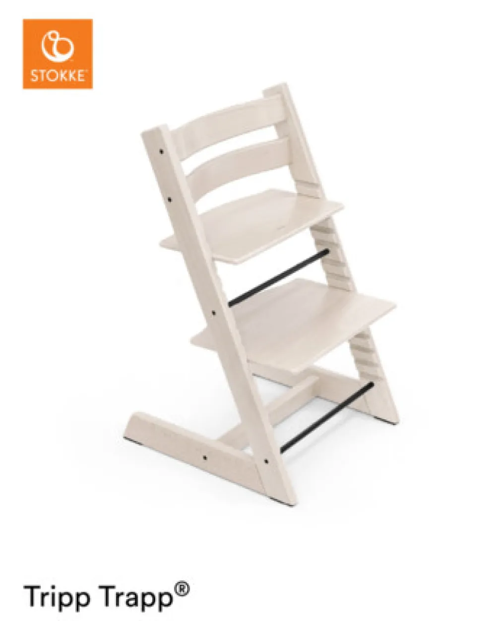 Tripp Trapp® Højstol bøg inkl. newborn sæt - whitewash-Børn Højstole Med Tilbehør