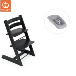 Tripp Trapp® Højstol bøg inkl. newborn sæt - sort-Børn Højstole Med Tilbehør