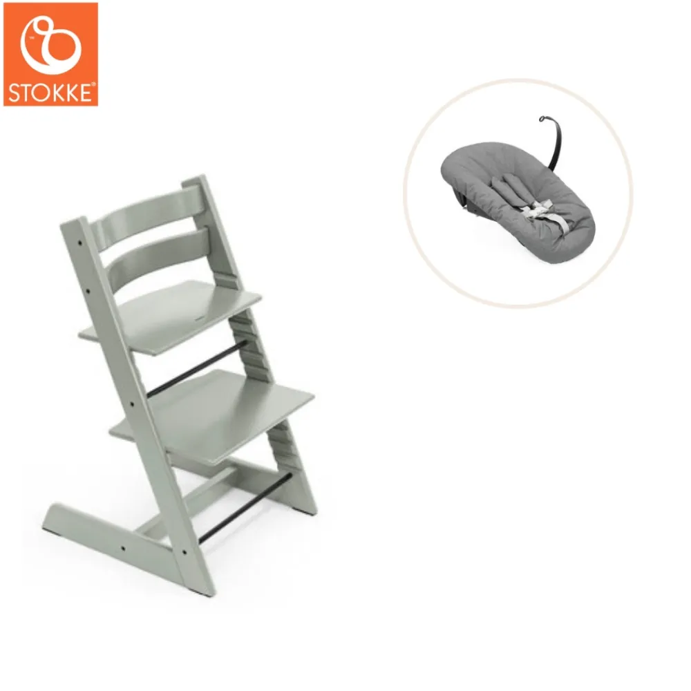 Tripp Trapp® Højstol bøg inkl. newborn sæt - Glacier green-Børn Højstole Med Tilbehør