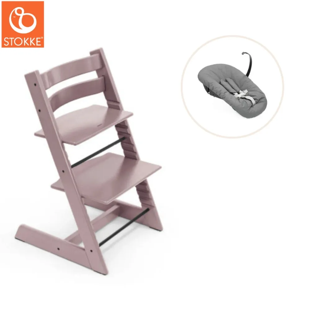 Tripp Trapp® Højstol bøg inkl. newborn sæt - Lilla lavendel-Børn Højstole Med Tilbehør