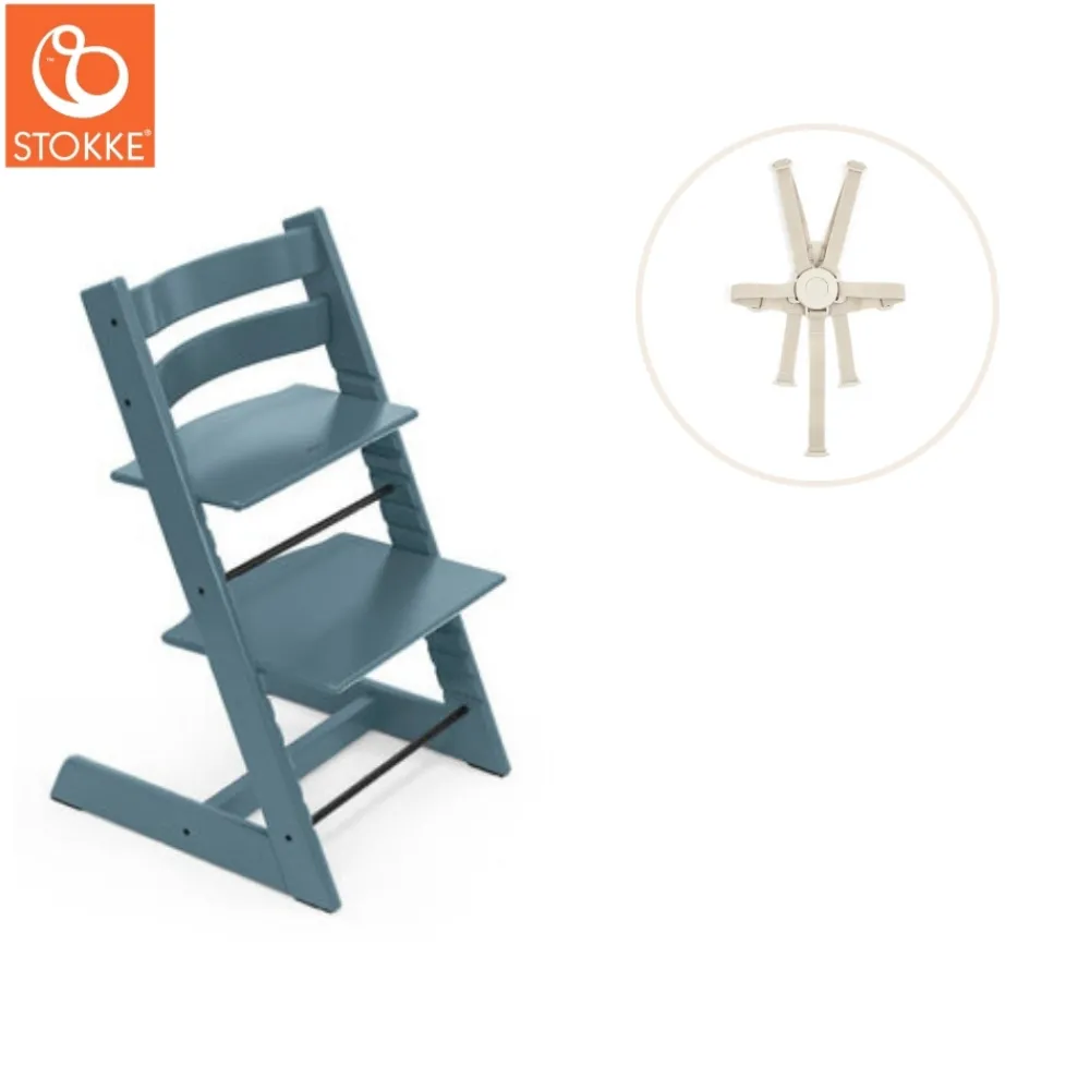 Tripp Trapp® Højstol inkl. sele - fjord blå-Børn Højstole Med Tilbehør
