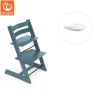 Stokke® / Tripp Trapp® Højstol inkl. tray - fjord blå/hvid-Børn Højstole Med Tilbehør