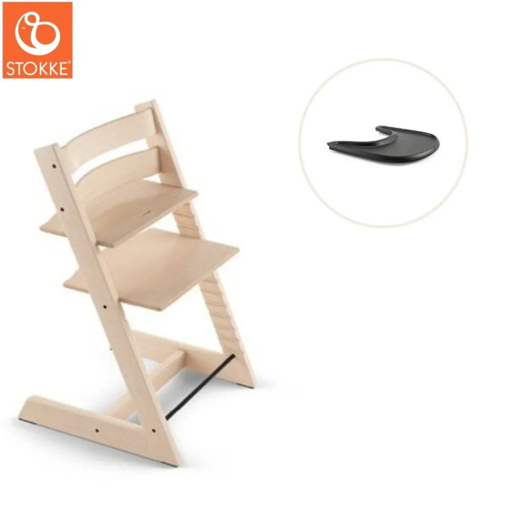 Stokke® / Tripp Trapp® Højstol inkl. tray - natur/sort-Børn Højstole Med Tilbehør