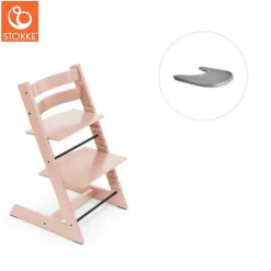 Stokke® / Tripp Trapp® Højstol inkl. tray - serene pink/grå-Børn Højstole Med Tilbehør