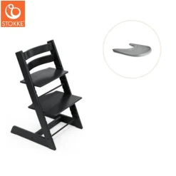 Stokke® / Tripp Trapp® Højstol inkl. tray - sort/grå-Børn Højstole Med Tilbehør