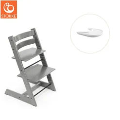 Stokke® / Tripp Trapp® Højstol inkl. tray - storm grey/hvid-Børn Højstole Med Tilbehør