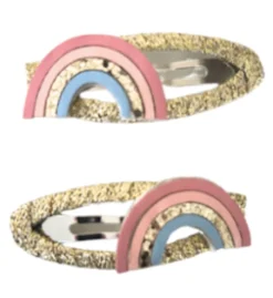 Ella & Monster Hårclips Gold Glitter Rainbow- Festtøj & Tilbehør