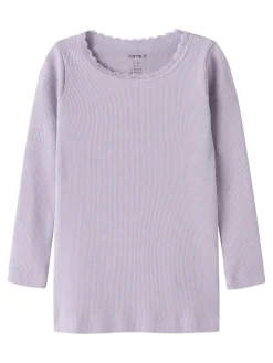 NAME IT Kab langærmet top - Lavender Gray- Bluser