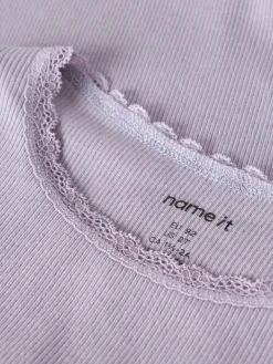 NAME IT Kab langærmet top - Lavender Gray- Bluser
