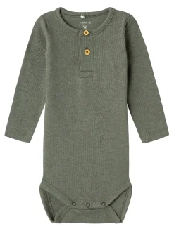 NAME IT Kab LS body - Dusty olive- Bodystocking Langærmet