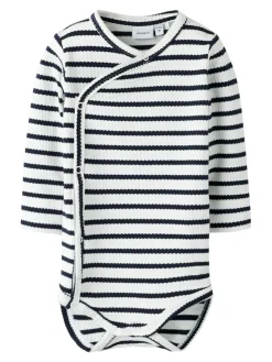 NAME IT Kans Langærmet Wrap Body - Cloud Dancer- Bodystocking M. Skrålukning