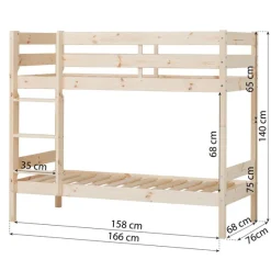 Hoppekids Køjeseng inkl. bund, Eco comfort 70x160 cm. - Natur-Børn Juniorsenge